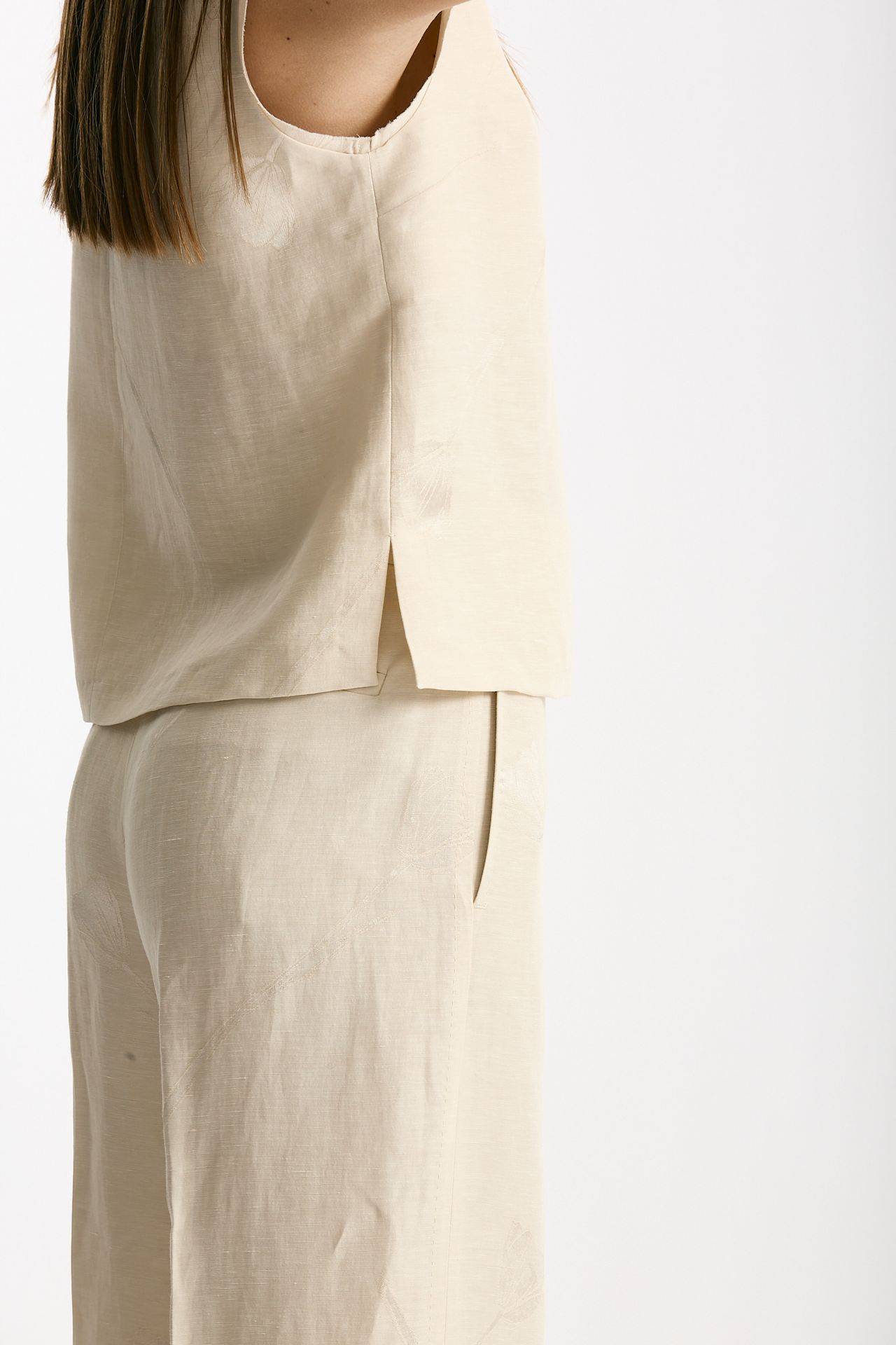 Top in viscosa e lino beige donna Zanone - 5