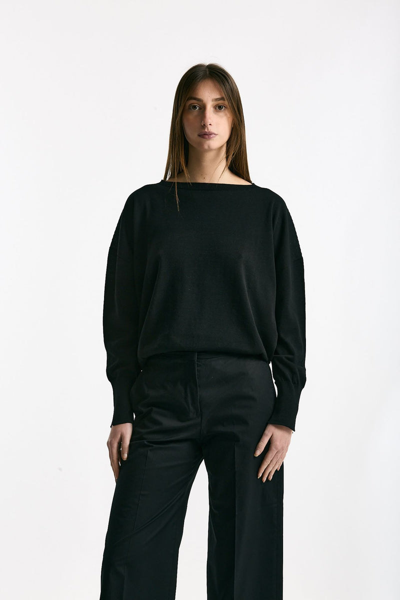 Maglia in cotone nero donna Zanone - 2