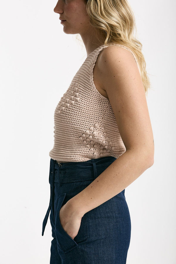 Top in maglia lavorato rosa tenue donna Zanone