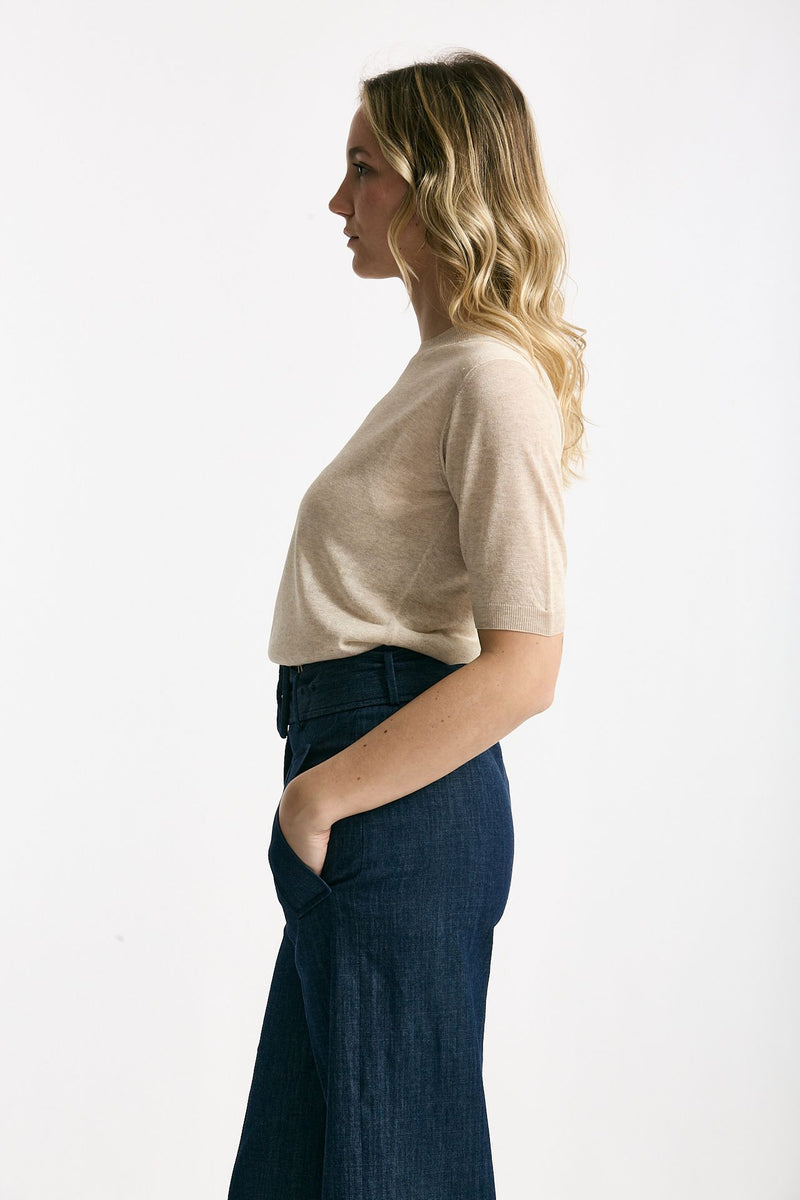 Maglia in viscosa beige filo lurex donna Zanone - 2