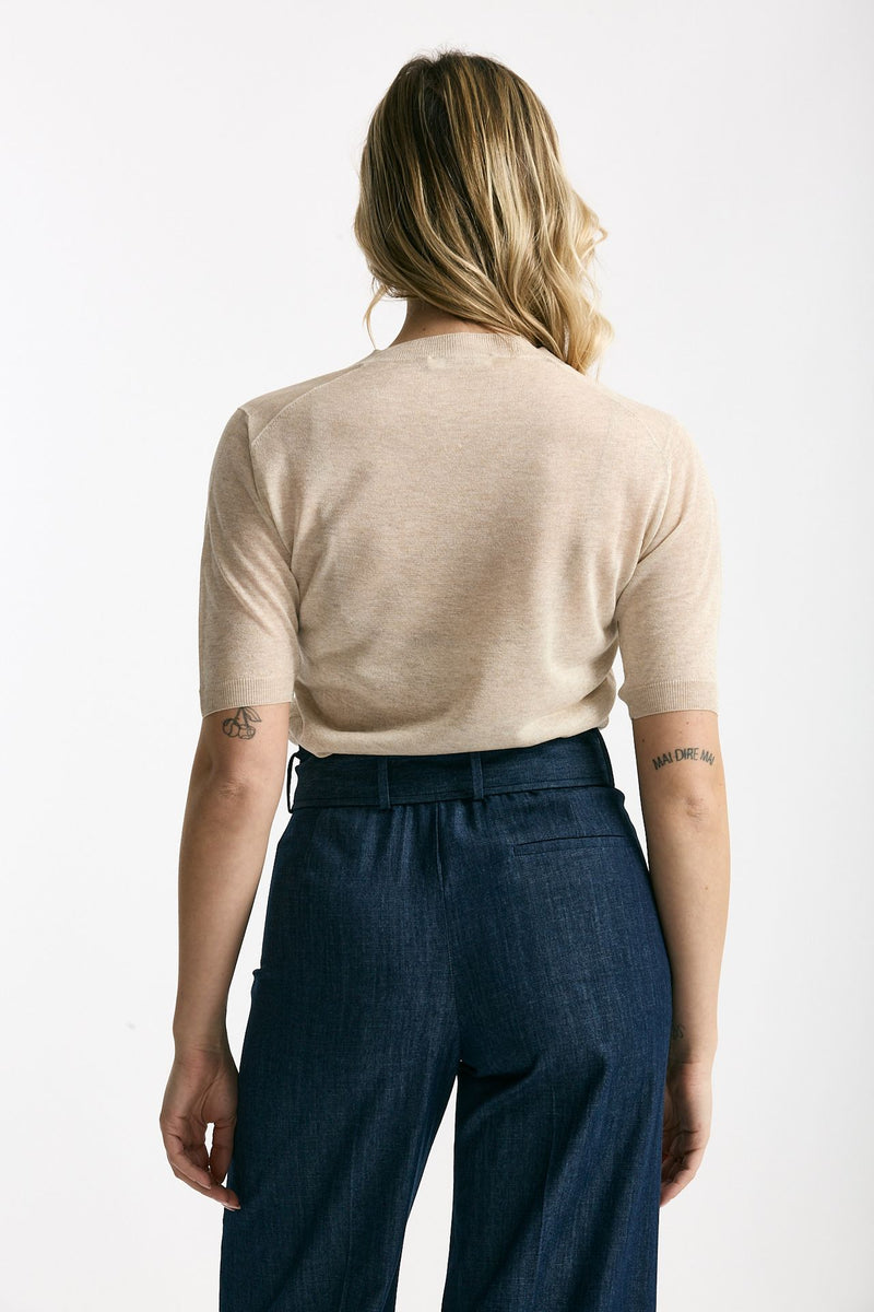 Maglia in viscosa beige filo lurex donna Zanone - 3
