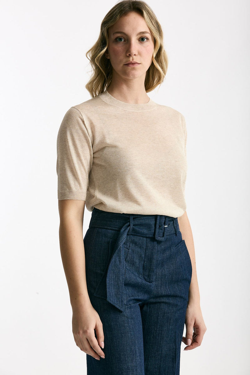 Maglia in viscosa beige filo lurex donna Zanone - 4