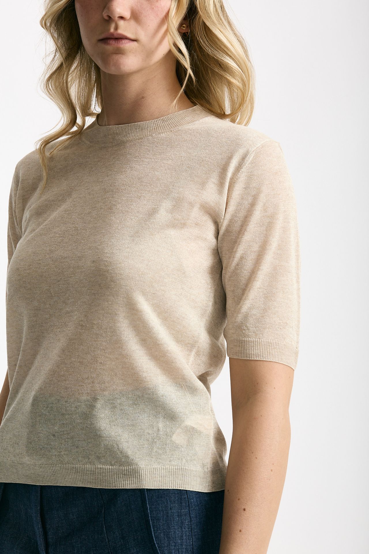 Maglia in viscosa beige filo lurex donna Zanone - 5