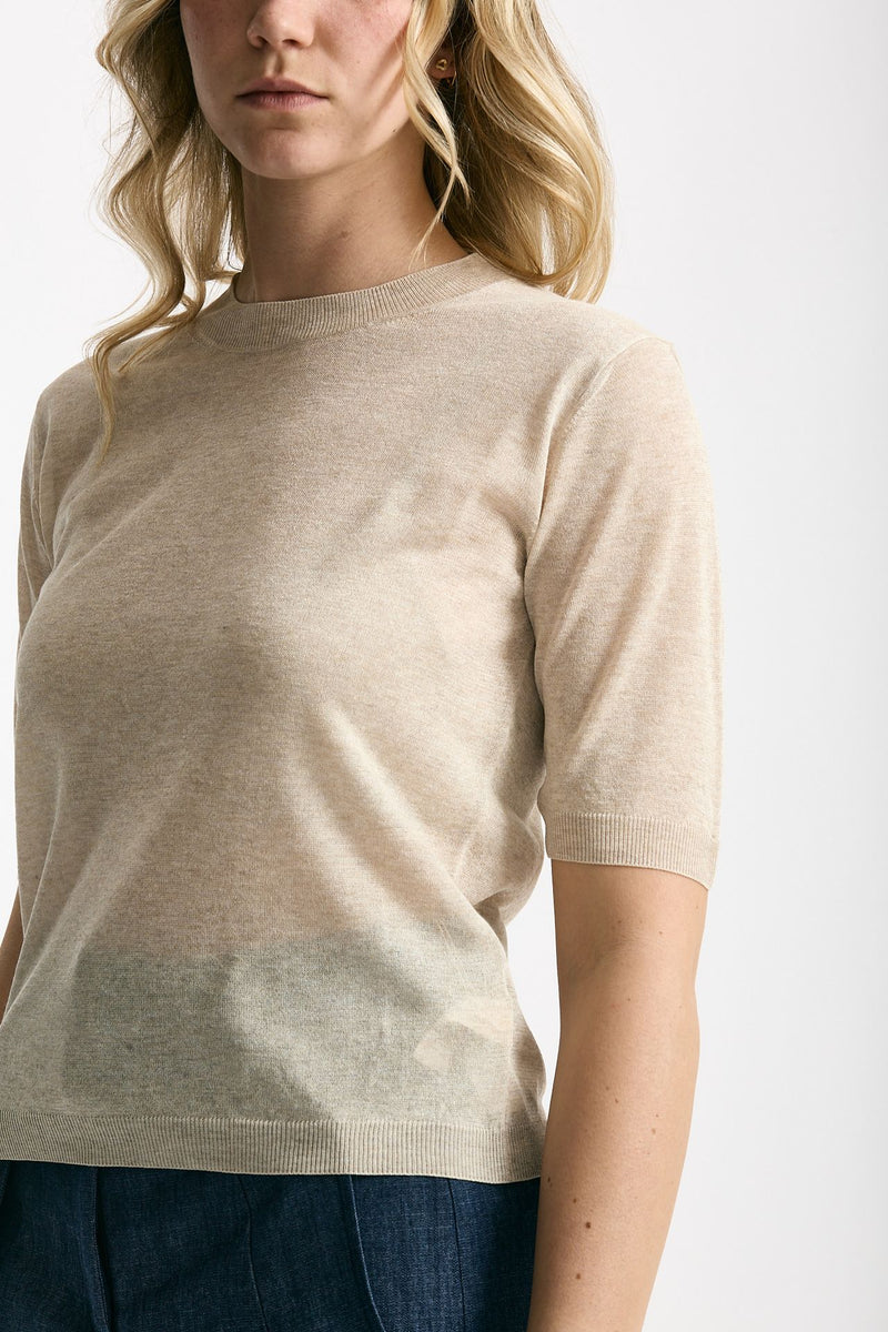 Maglia in viscosa beige filo lurex donna Zanone - 5