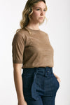 Maglia in viscosa cammello filo lurex donna Zanone - 3