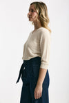 Maglia scollo a V in lino e cotone panna donna Zanone - 2