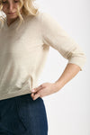 Maglia scollo a V in lino e cotone panna donna Zanone - 5