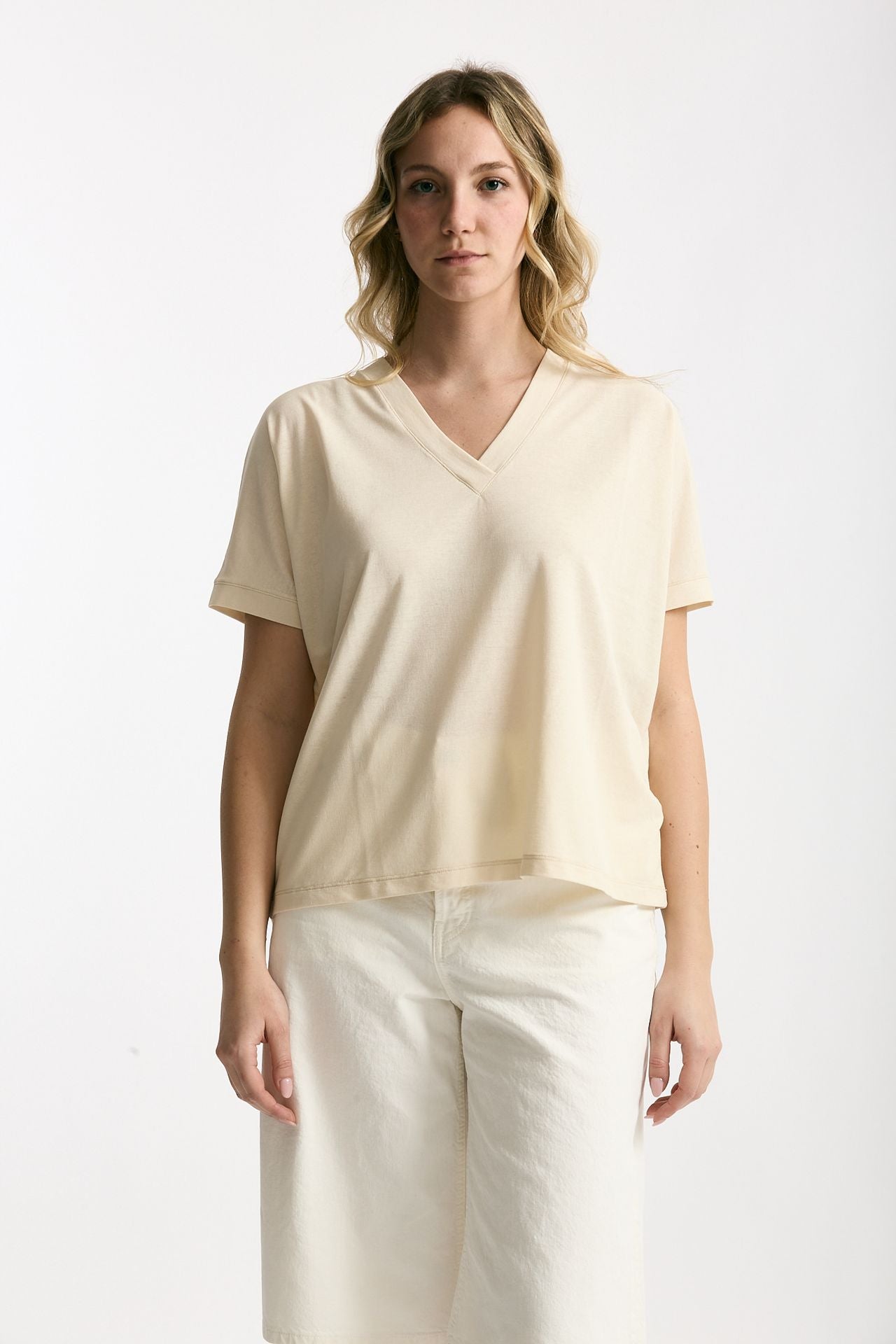 T-shirt over ice-cotton beige donna Zanone - 1