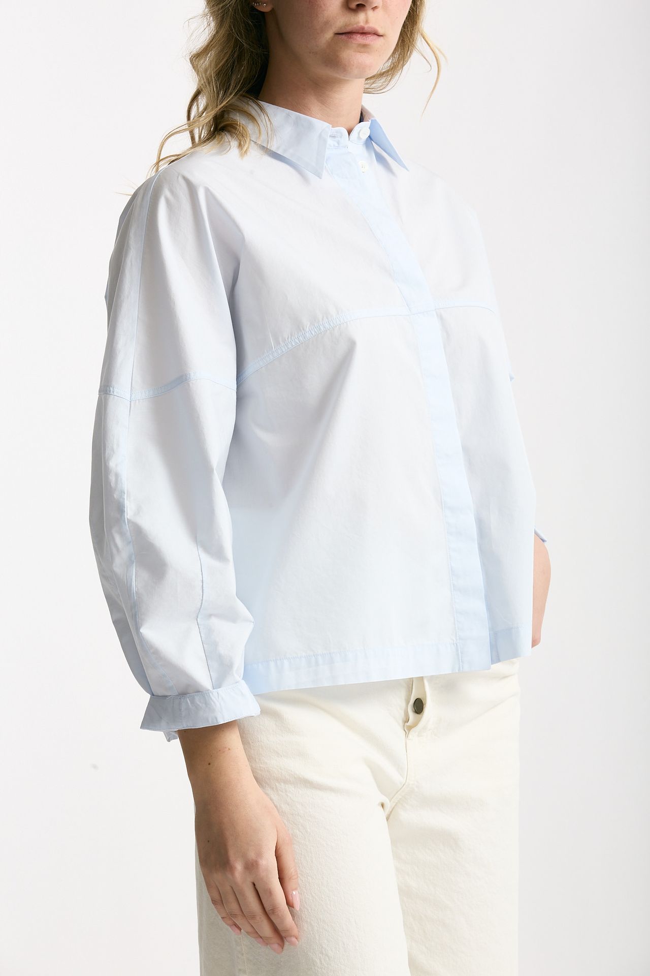 Camicia in cotone azzurro chiaro donna Zanone - 4