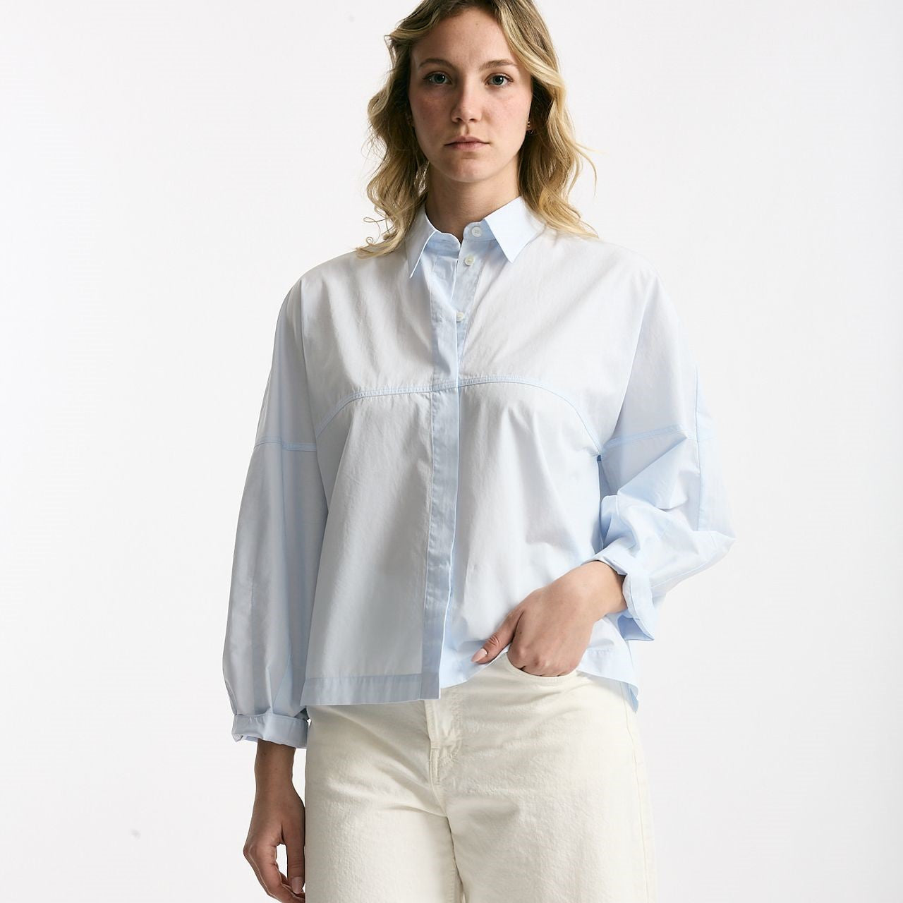 Camicia in cotone azzurro chiaro donna Zanone - 7