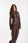 Giacca slim in eco pelle marrone donna The andamane - 4