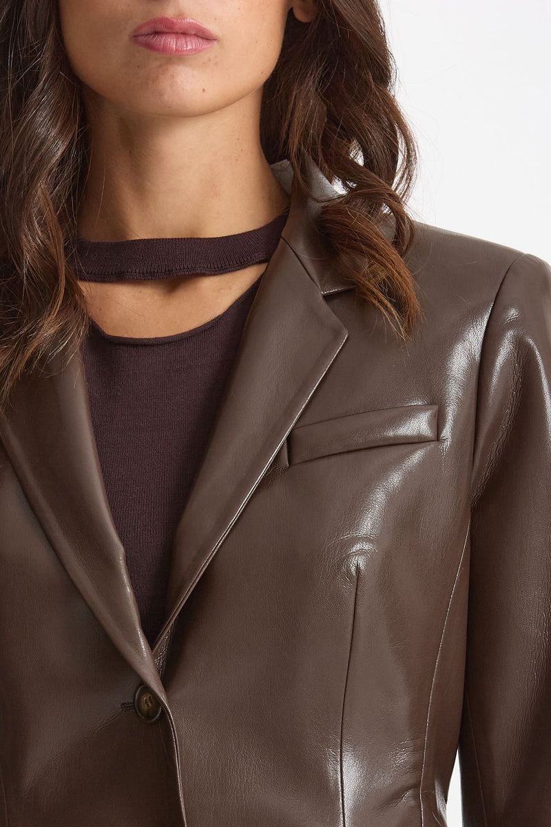 Giacca slim in eco pelle marrone donna The andamane - 5
