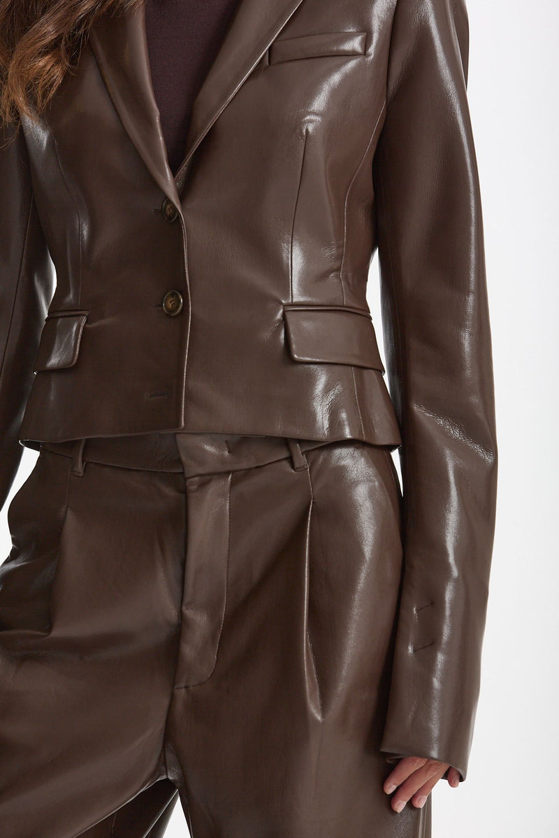 Giacca slim in eco pelle marrone donna The andamane - 6