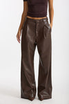 Pantalone vita alta in eco pelle marrone donna The andamane - 2