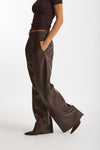 Pantalone vita alta in eco pelle marrone donna The andamane - 3