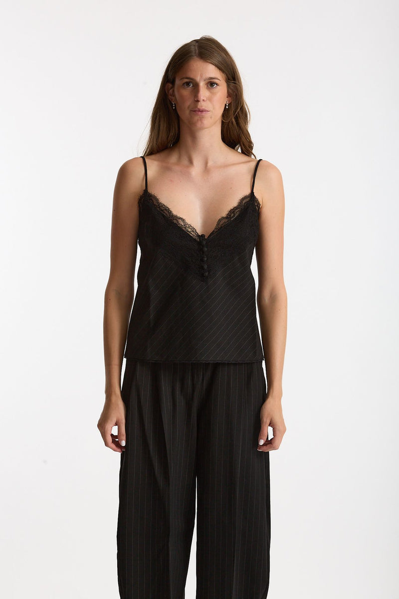 Top gessato nero donna The andamane - 3