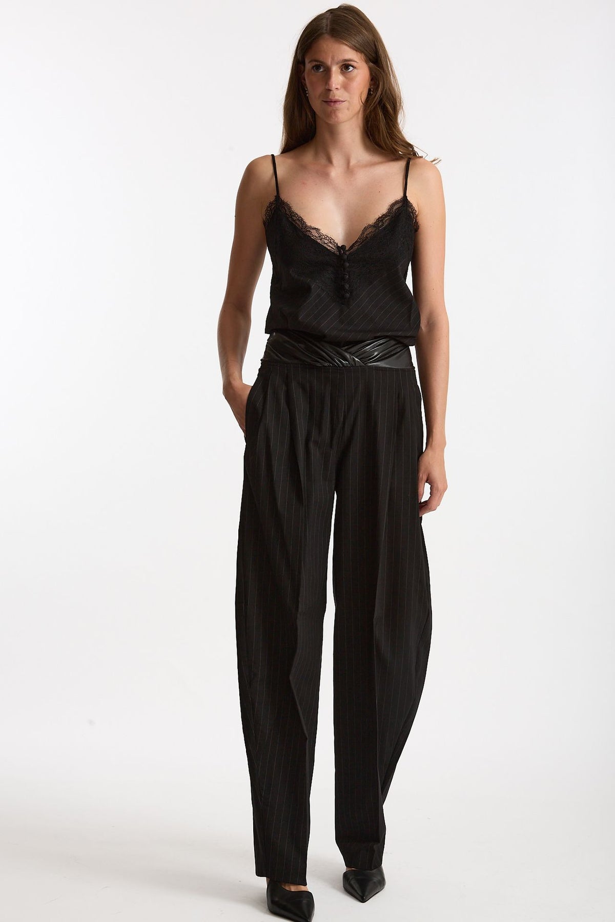 Top gessato nero donna The andamane - 6