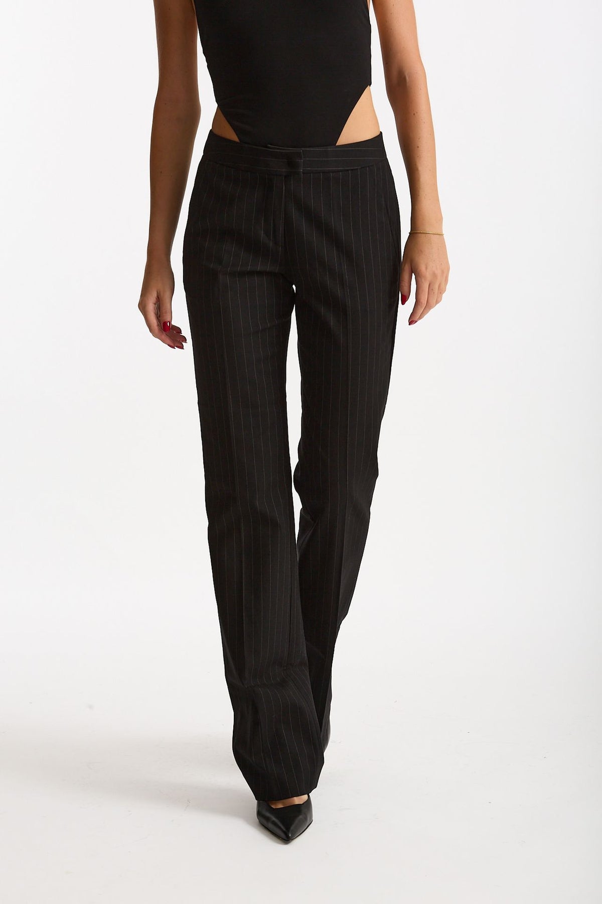 Pantalone gessato nero donna The andamane - 1
