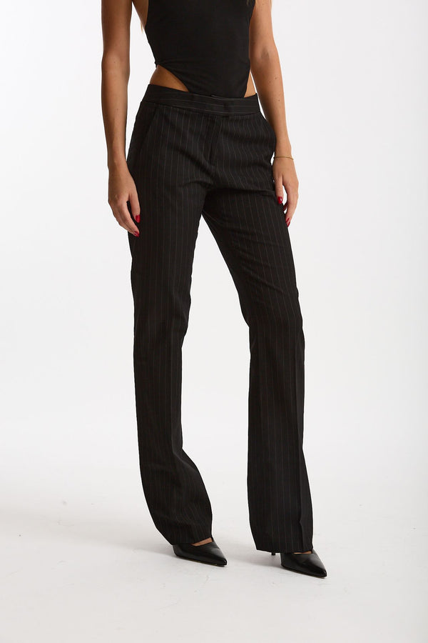 Pantalone gessato nero donna The andamane