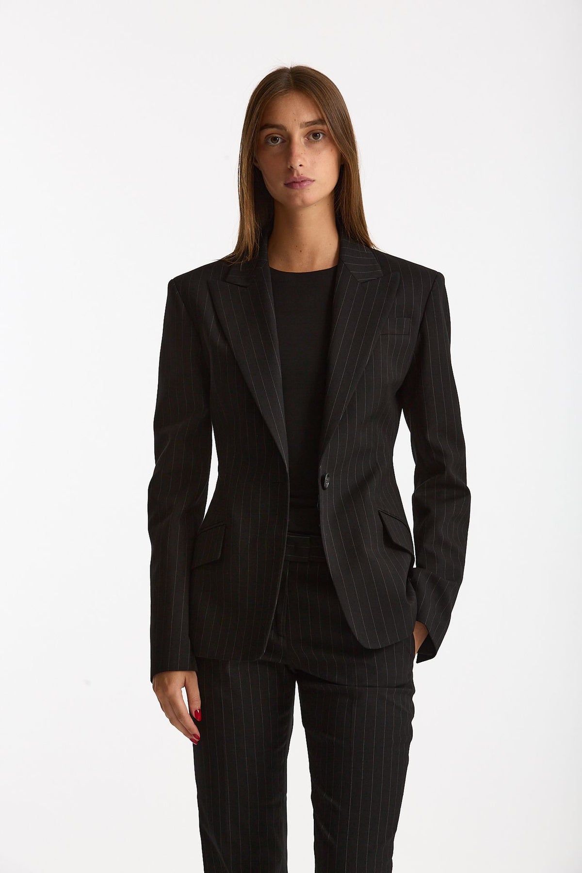 Giacca slim gessata nero donna The andamane - 3