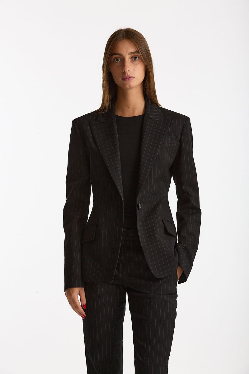 Giacca slim gessata nero donna The andamane - 3
