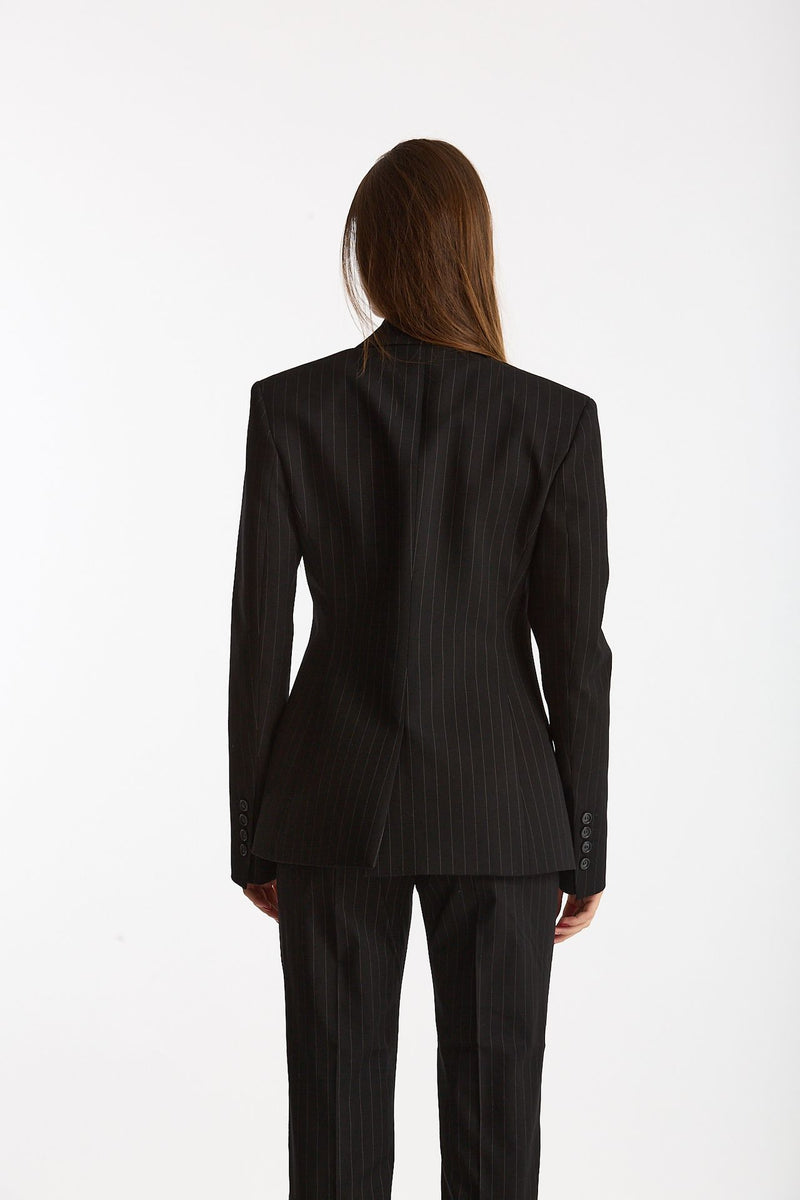 Giacca slim gessata nero donna The andamane - 5