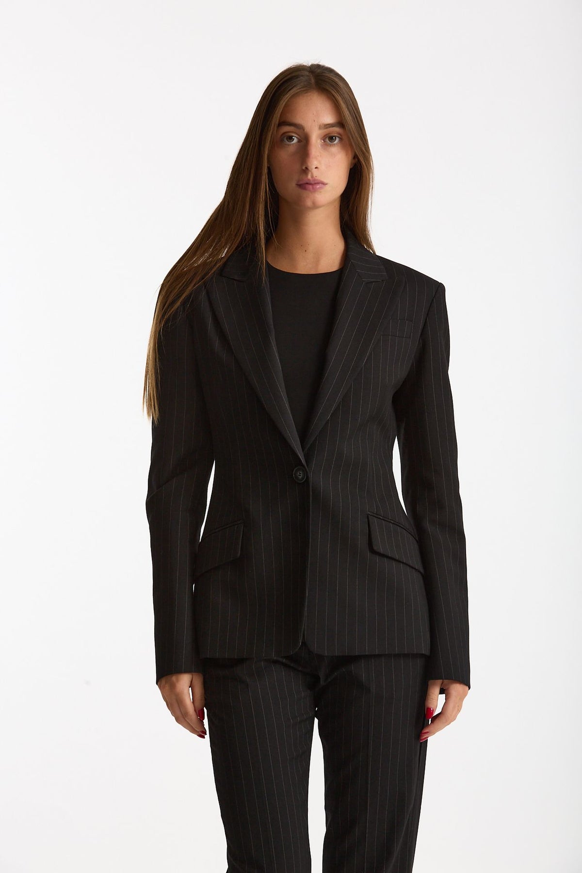 Giacca slim gessata nero donna The andamane - 6