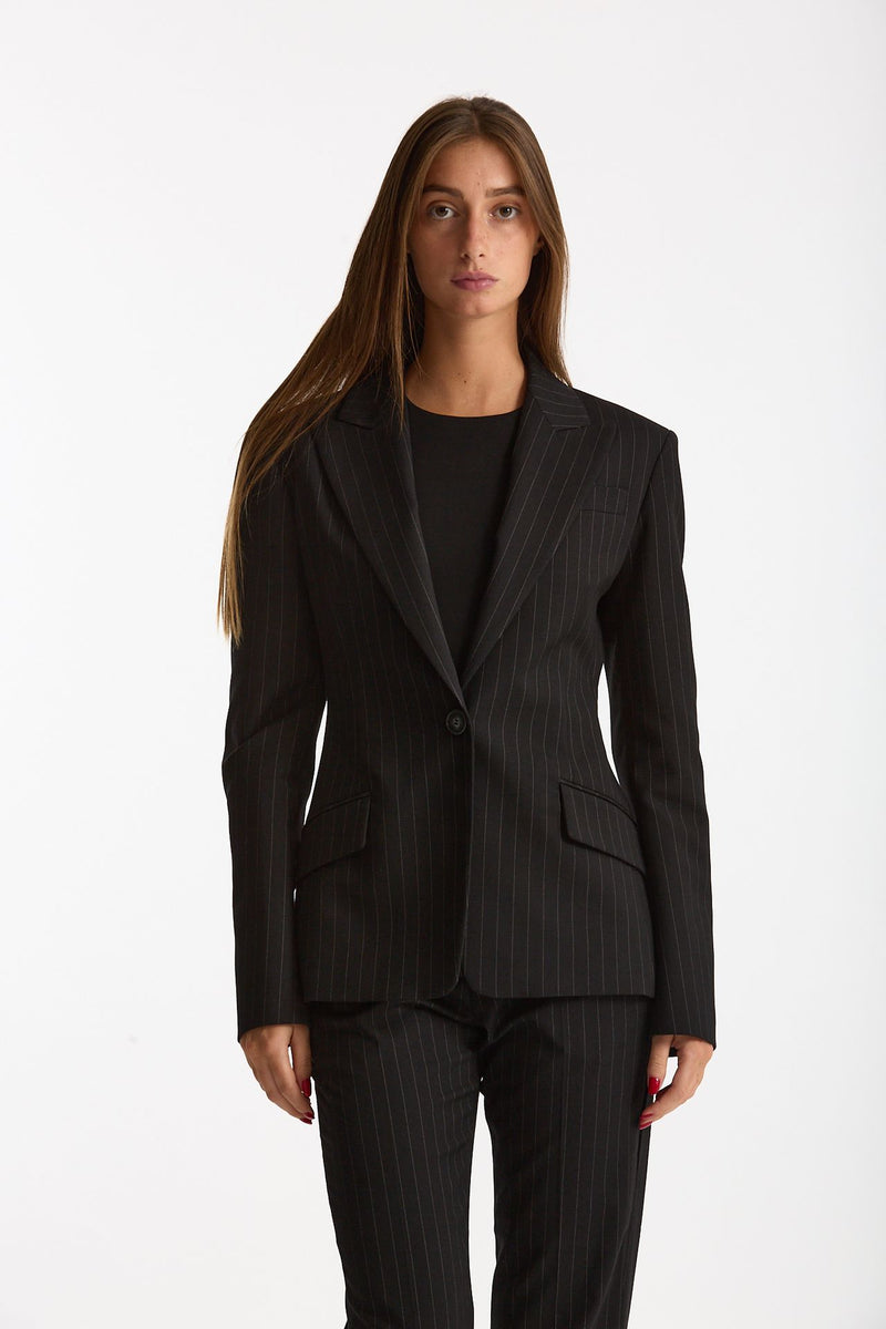 Giacca slim gessata nero donna The andamane - 6