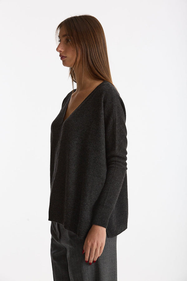 Cardigan over cashmere antracite donna Be you