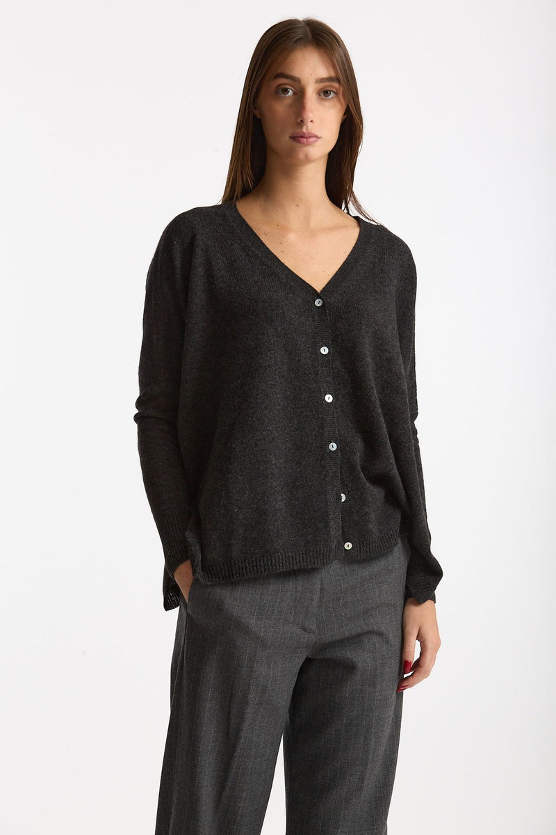 Cardigan over cashmere antracite donna Be you - 1