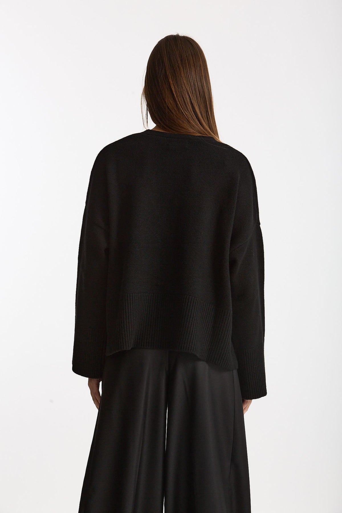Cardigan over in cashmere a due fili nero donna Be you - 4