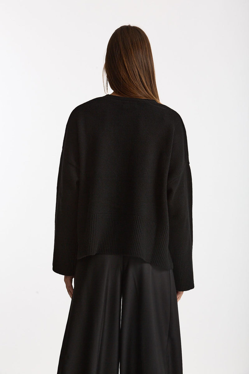 Cardigan over in cashmere a due fili nero donna Be you - 4