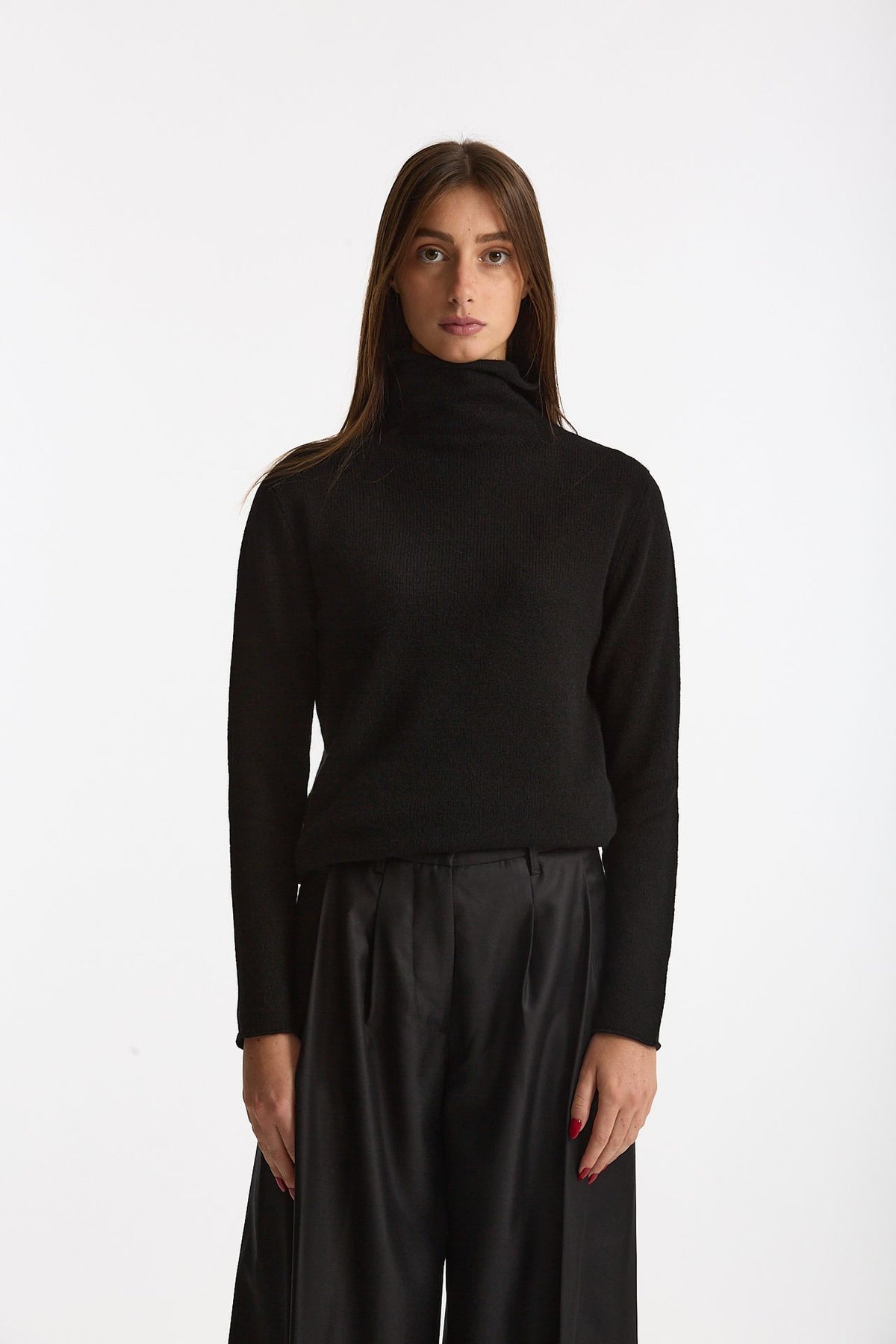 Maglia dolcevita regular in cashmere nuvola nero donna Be you - 1