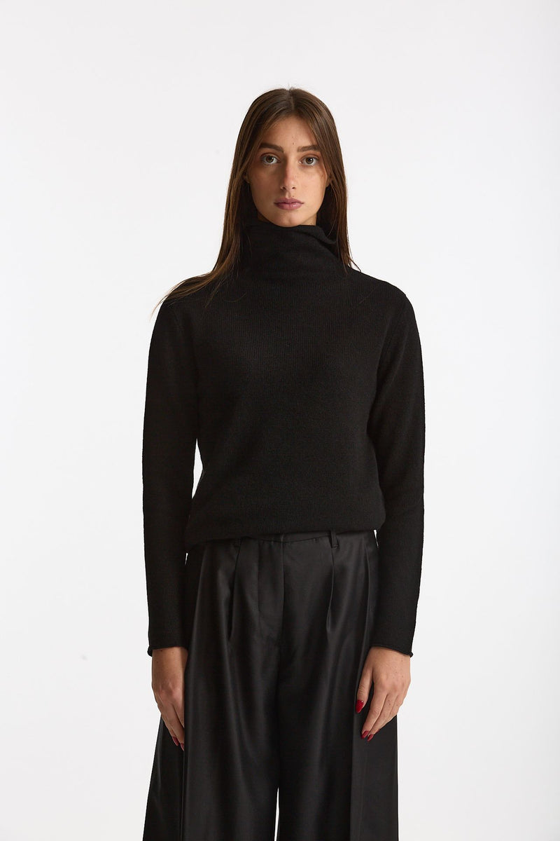 Maglia dolcevita regular in cashmere nuvola nero donna Be you - 1
