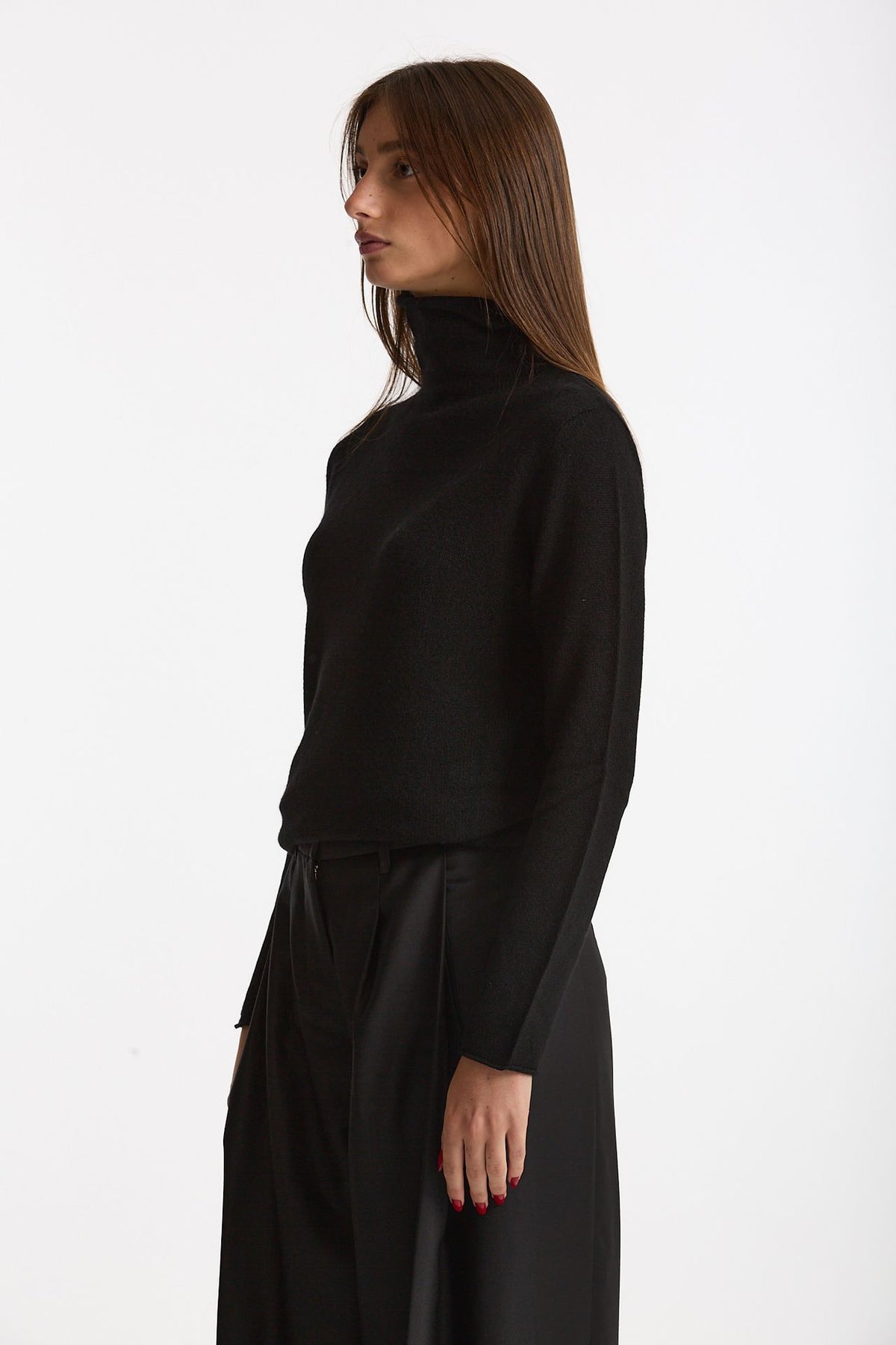 Maglia dolcevita regular in cashmere nuvola nero donna Be you - 2
