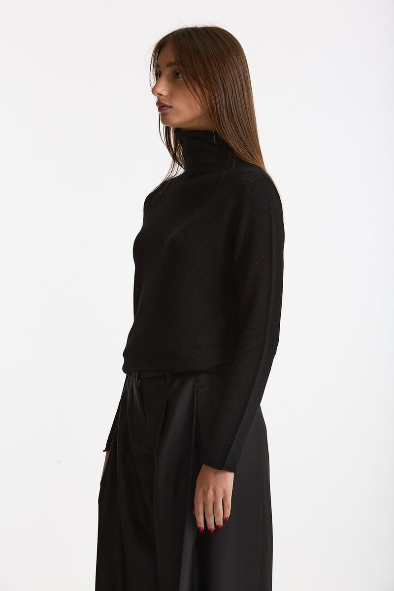Maglia dolcevita regular in cashmere nuvola nero donna Be you - 2