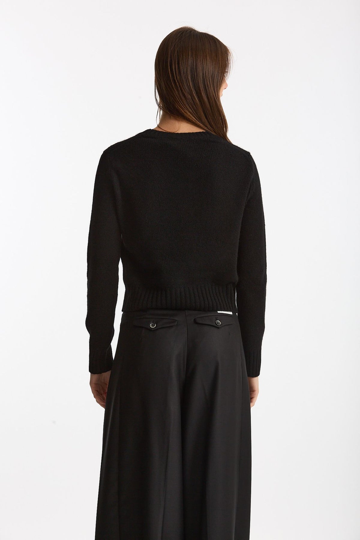Maglia girocollo regular in cashmere a due fili nero donna Be you - 3