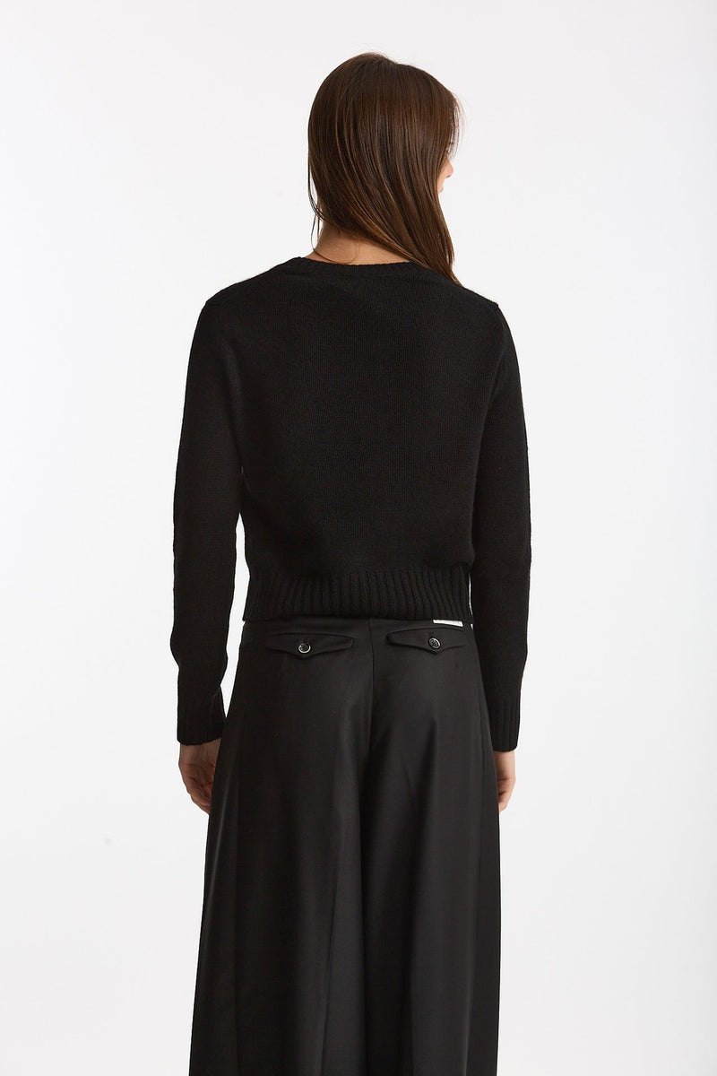 Maglia girocollo regular in cashmere a due fili nero donna Be you - 3