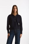 Maglia polo serafino in cashmere blu notte donna Be you - 1