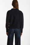 Maglia polo serafino in cashmere blu notte donna Be you - 3