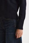 Maglia polo serafino in cashmere blu notte donna Be you - 5
