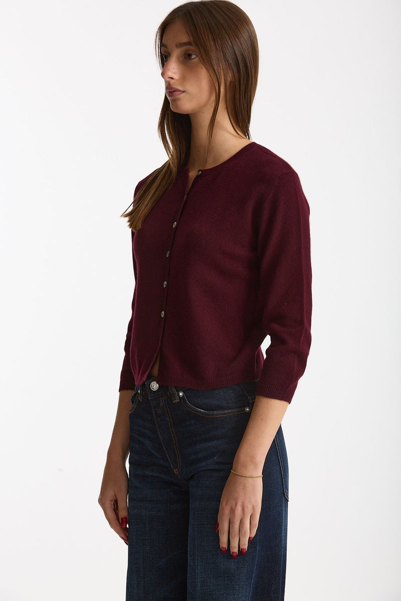 Cardigan slim in cashmere merlot donna Be you - 3