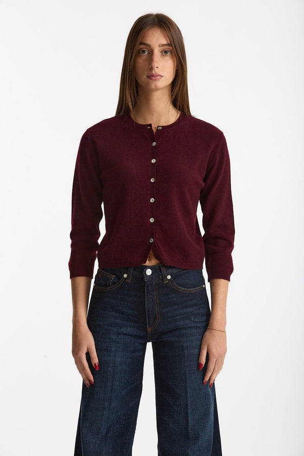 Cardigan slim in cashmere merlot donna Be you