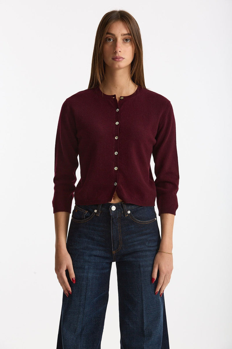 Cardigan slim in cashmere merlot donna Be you - 1