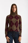 Maglia dolcevita in cashmere a due fili a rombi donna Be you - 3