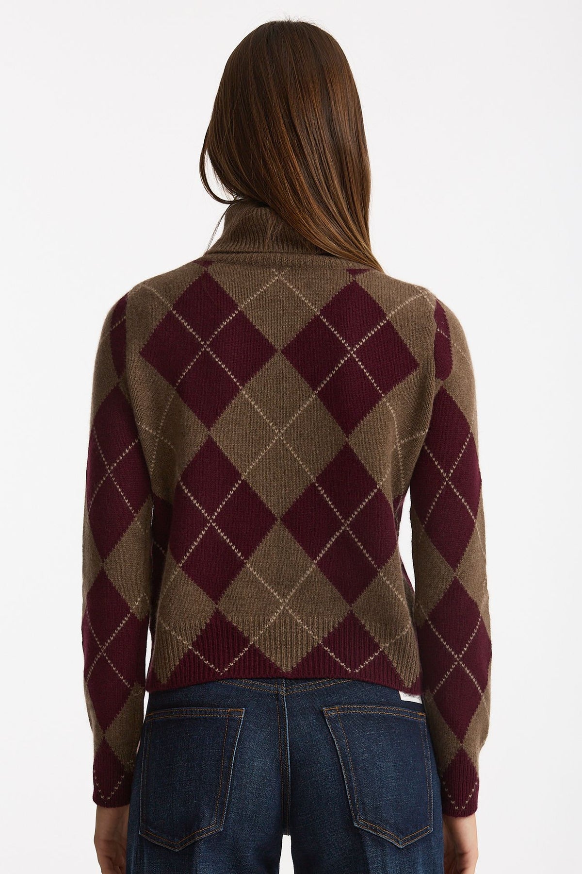 Maglia dolcevita in cashmere a due fili a rombi donna Be you - 5