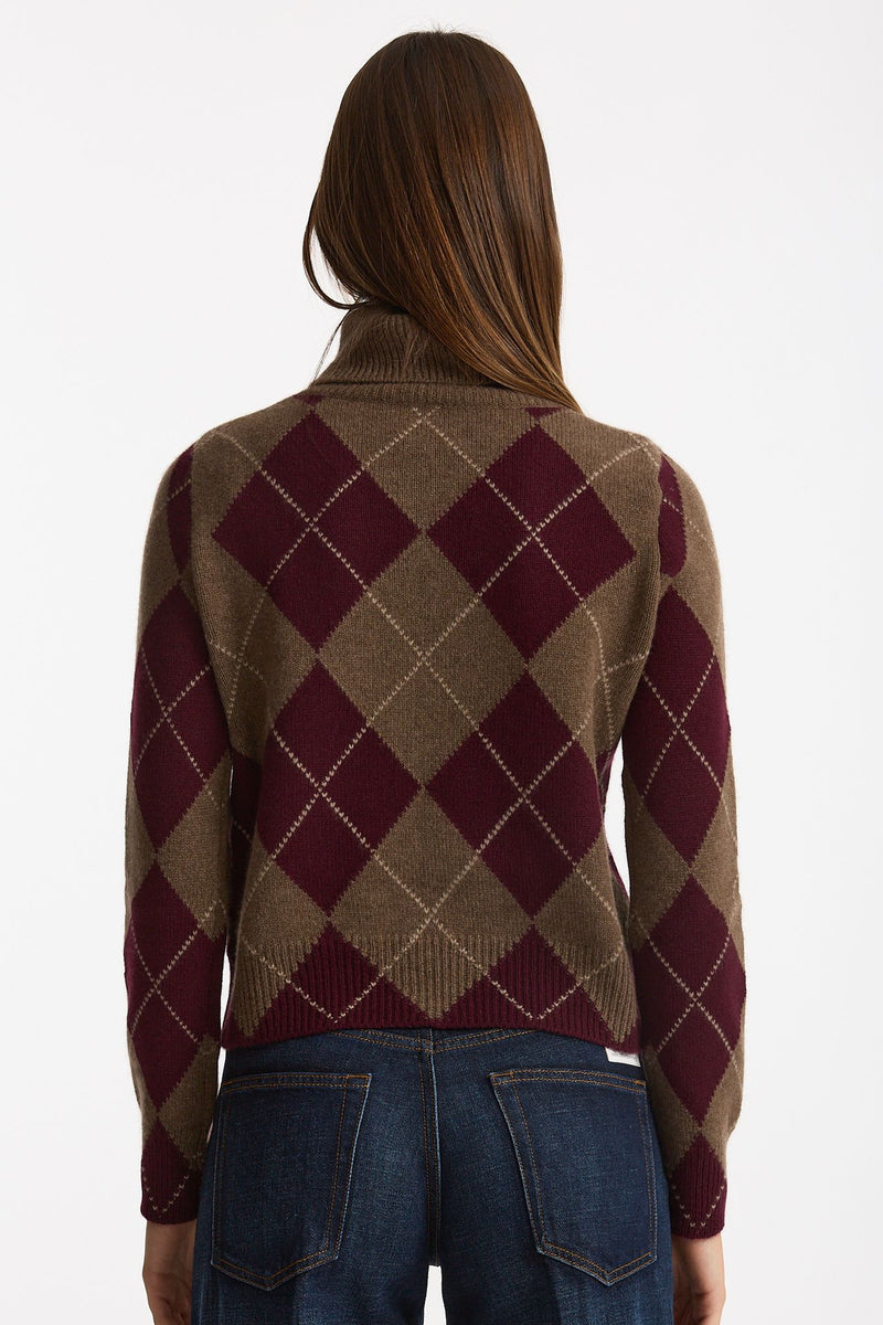 Maglia dolcevita in cashmere a due fili a rombi donna Be you - 5