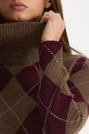 Maglia dolcevita in cashmere a due fili a rombi donna Be you - 2