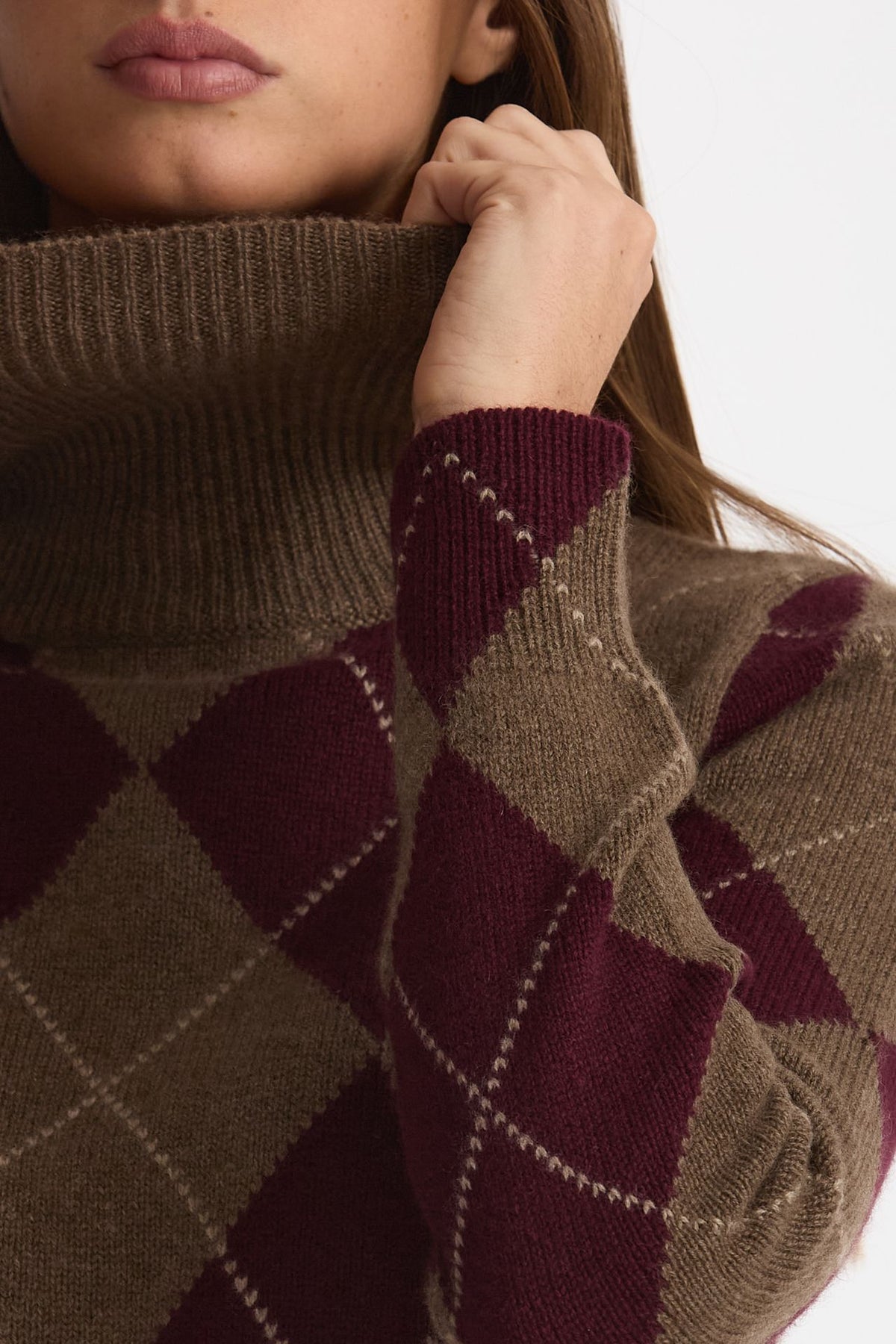 Maglia dolcevita in cashmere a due fili a rombi donna Be you - 2