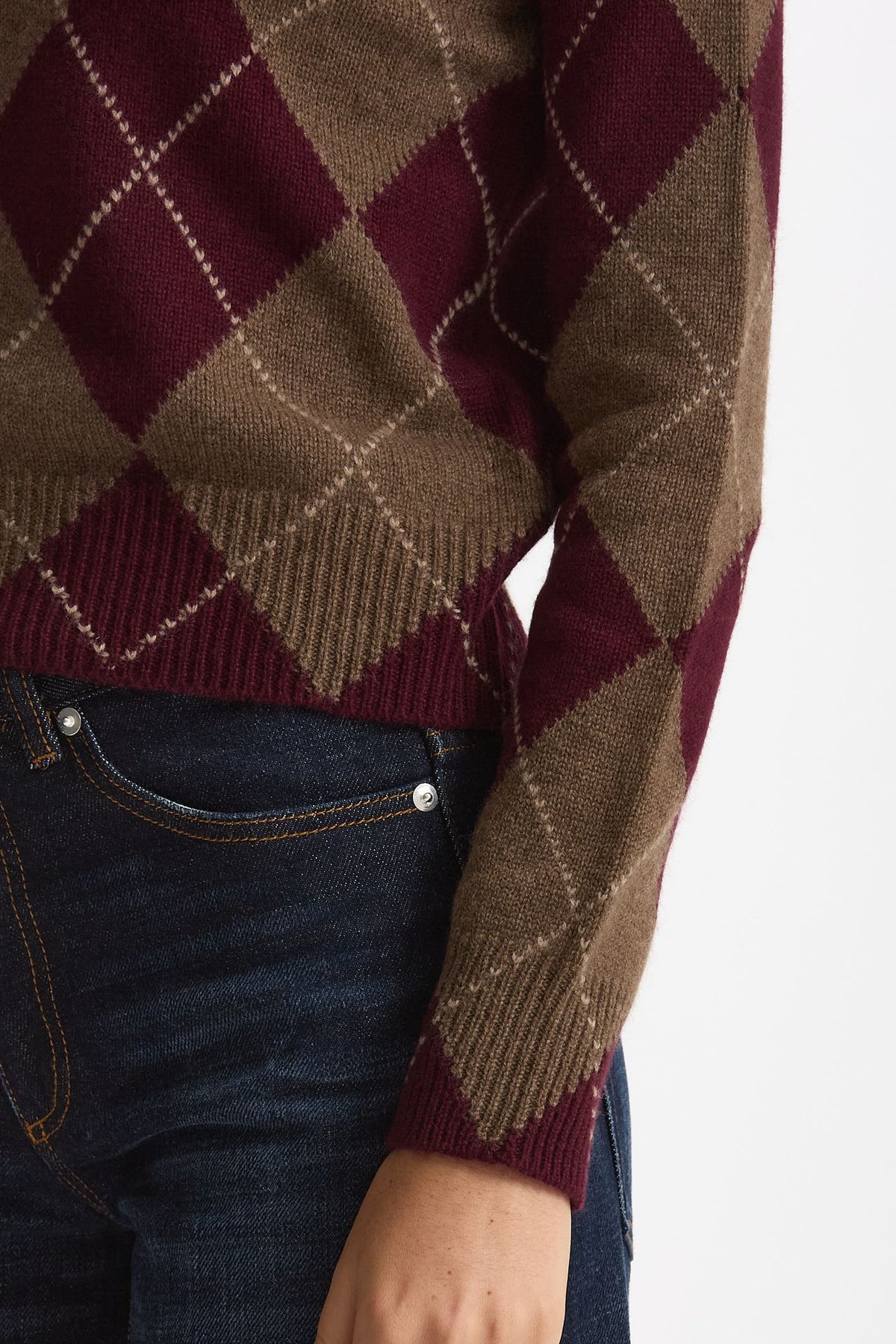 Maglia dolcevita in cashmere a due fili a rombi donna Be you - 8